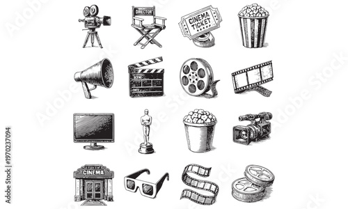 Cinema Movie Icons Collection Set