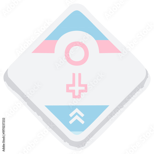 Transgender Symbol in Diamond Shape with Pink Circle and Blue Accents for Inclusivity