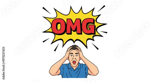 A man holds his head in shock with wide eyes and an open mouth, under a yellow OMG starburst speech bubble.