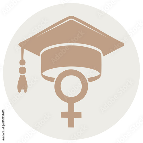 Gender equality in education concept graduation cap and female symbol