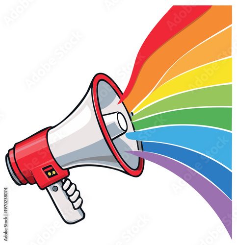 Pride Month Megaphone Announcing LGBT Awareness and Advocacy Support