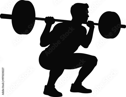Bodybuilder Performing Back Squat Exercise Silhouette Gym Art

