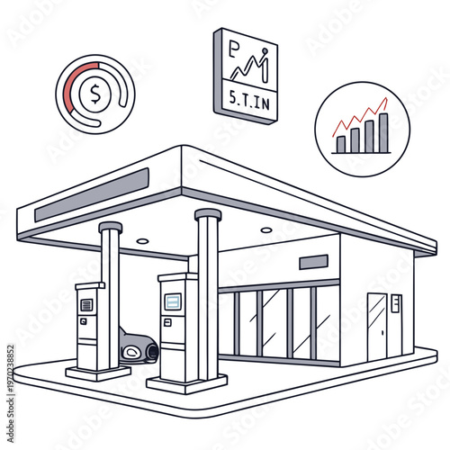 Gas Station Financial Data graphs smartphone red and gray