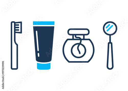 dental hygiene set with toothbrush cup and mouthwash