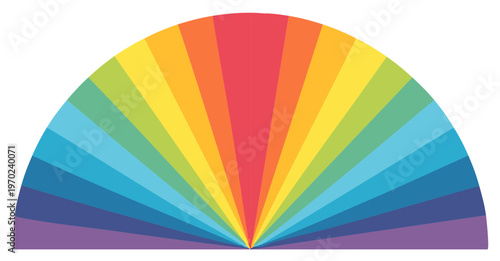 Vibrant Spectrum Fan Shape with Multiple Colorful Rays Radiating Outward