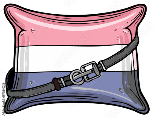 Stylized graphic of the Netherlands flag being tightened with a belt