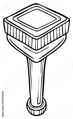 Retro futuristic fountain pen nib stylized drawing with a classic architectural column base and decorative cap detail