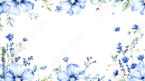 A soothing arrangement of watercolor flowers forming a stylish and delicate frame