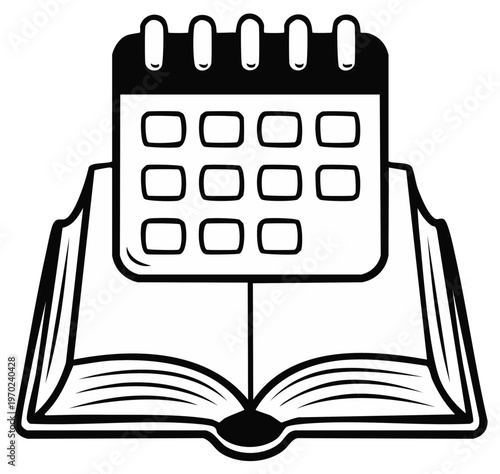 Calendar on open book, time management and learning concept