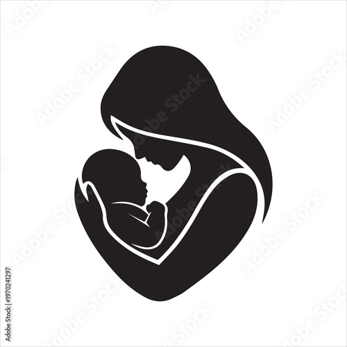 Silhouette of a Mother Holding Her Newborn Child