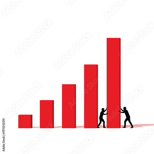 Free Download Two individuals struggling to push an increasingly larger barricade of challenges. Vector, illustration - GFXLoad
