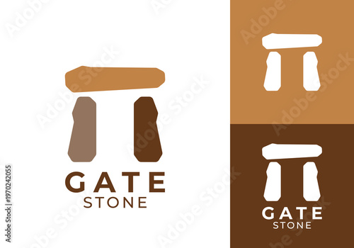 simple archway stone logo design vector