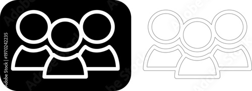 Minimalist People Group and Teamwork Icon in Bold and Thin Outline Styles