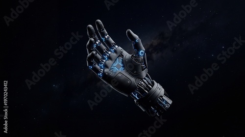 Minimal Robotic Hand Artificial Intelligence Dark Tech Background