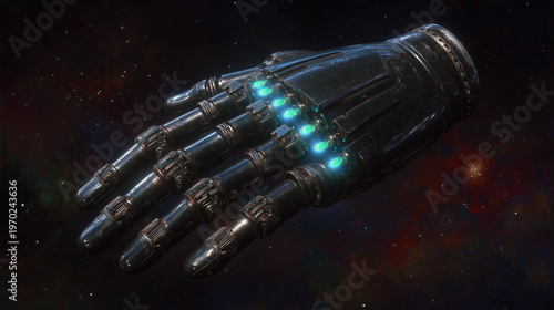 Minimal Robotic Hand Artificial Intelligence Dark Tech Background