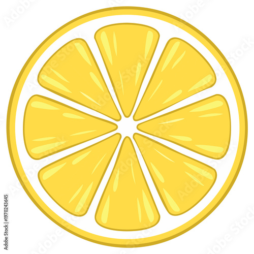Bright Yellow Fresh Juicy Lemon Slice Cut Citrus Fruit Isolated Vector Illustration