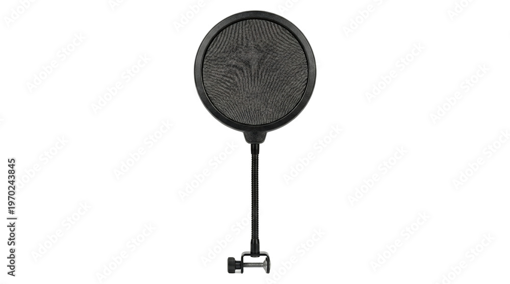 Fototapeta premium Black studio microphone pop filter with clamp