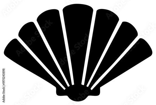 Black Silhouette of a Scallop Shell Symbol