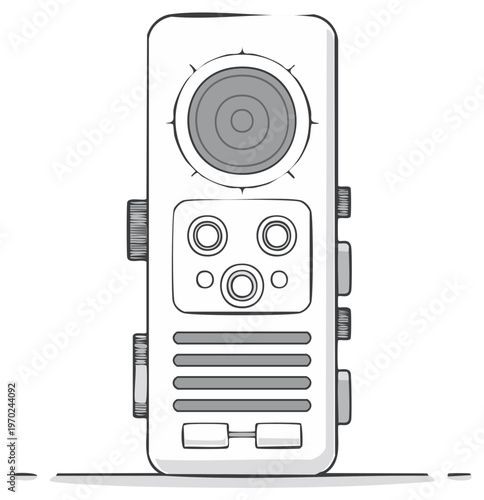 Vector illustration of a retro style recording device in grayscale