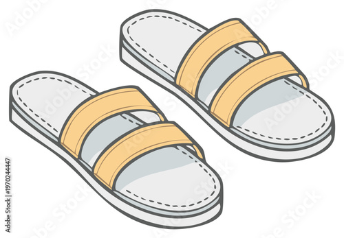 Pair of Double Strap Summer Sandals Shoes Footwear Footgear Comfort Illustration