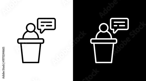 Public Speaker White Icon Set Design