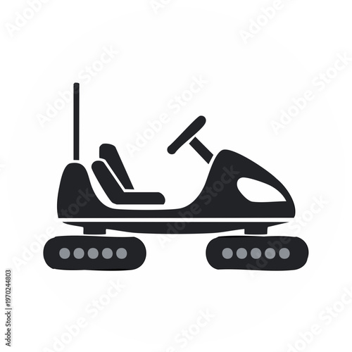 Black and white illustration of a bumper car.