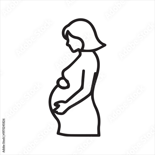 a simple line drawing of a pregnant woman in profile silhouette