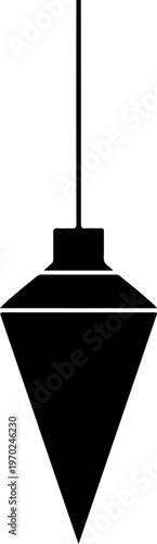 Black pendant lamp, hanging light fixture, minimalist decor, interior design element, vector icon