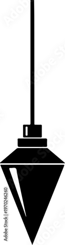 Black pendant lamp, hanging light fixture, minimalist decor, interior design element, vector icon