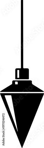 Black pendant lamp, hanging light fixture, minimalist decor, interior design element, vector icon