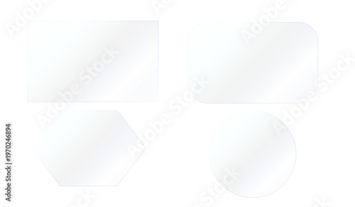 Realistic glass plates and mirrors collection for interior decor. Isometric vector illustrations, isolated on transparent background. Design elements for bathroom, room, boutique, website mockup. PNG