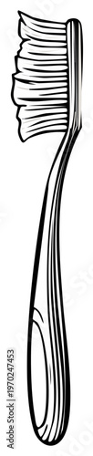 Toothbrush simple illustration of a tool for oral care and dental hygiene with bristles and handle, personal hygiene for cleaning teeth