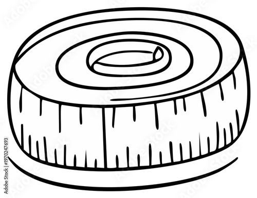 Cartoon outline of a measuring tape isolated on white