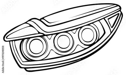 Sleek Automotive Headlight Design Vector Illustration Outline