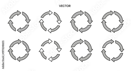 Circular Arrows Cycle Process Vector Set for Business and Technology