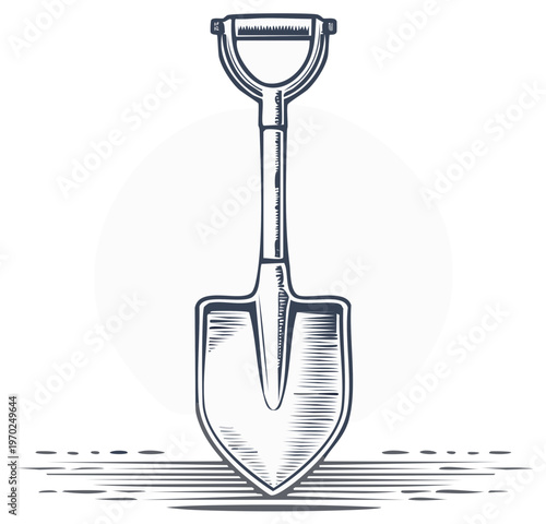 Shovel Line Art Tool for Gardening and Digging Ground Farmwork Icon