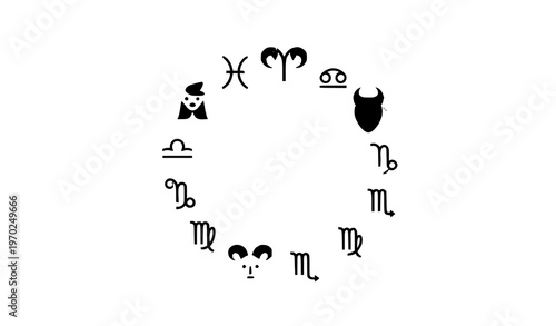 Modern Flat Horoscope Icon Collection with Zodiac Signs in Circular Layout Colorful Astrology Symbols Vector