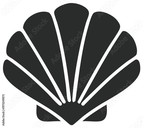 Elegant Scallop Seashell Silhouette Vector Art for Nautical and Coastal Designs