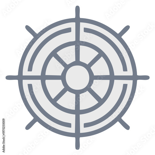 Navigational Ship Wheel Symbol with Nautical Compass Design Abstract Illustration