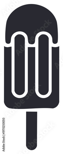 Frozen confection illustration: two-flavor popsicle with stick for dessert treats