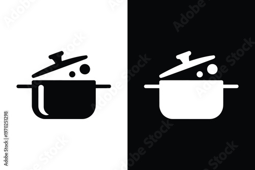 Cooking pot vector, Modern boiling pan symbol for kitchen, Culinary, and recipe app design