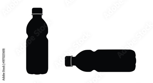 Two plastic water bottles in contrasting poses a striking silhouette