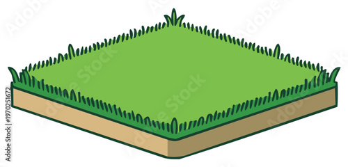 Isometric lawn with grass. Vector illustration of the field, design for a game or application