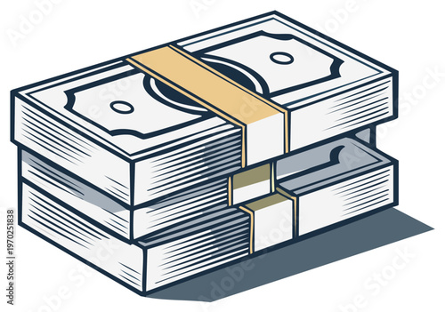 Bundles of US Dollar bills, a concept of wealth and finance.