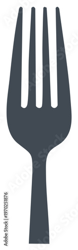 Isolated Silver Fork Graphic Utensil for Dining Four Prongs Silverware Cutlery