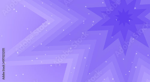 Abstract purple starburst background with sparkling glitter dots and geometric chevron shapes.