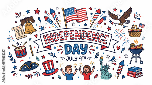 Independence Day Celebration - July 4th Doodle Art