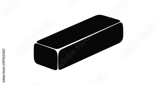 Simple black rectangular prism shape minimalist design isolated on white background silhouette