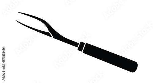 A simple black silhouette of a two pronged meat fork minimalist style silhouette