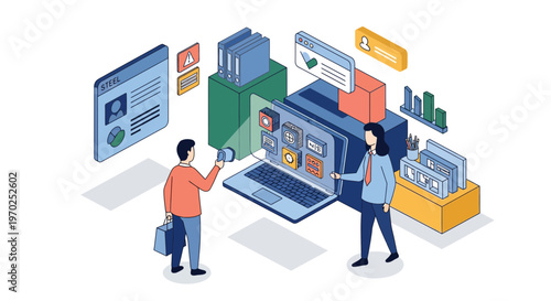 Hardware Specifications Overlay Isometric Illustration